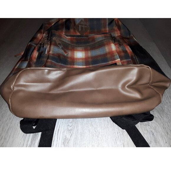 Dickies Brown Plaid Backpack Book Bag Travel School Large Backpack Grunge - Picture 5 of 9